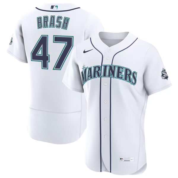 Matt Brash Seattle Mariners Soccer Intl Home 50th Season Authentic Jersey - White