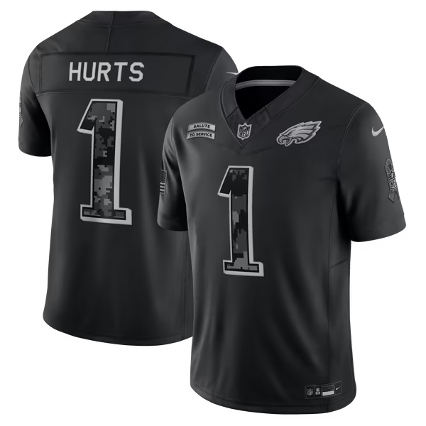 Jalen Hurts Philadelphia Eagles Soccer Intl 2026 Salute to Service Stitched Limited Jersey - Black