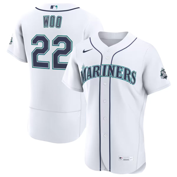 Bryan Woo Seattle Mariners Soccer Intl Home 50th Season Authentic Jersey - White