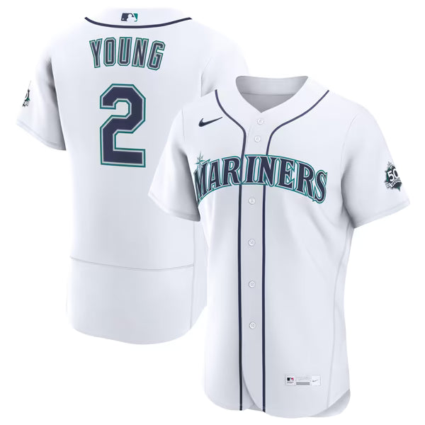 Cole Young Seattle Mariners Soccer Intl Home 50th Season Authentic Jersey - White