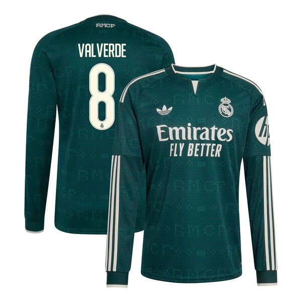 Federico Valverde Real Madrid Soccer Intl 2026/27 Away Replica Long Sleeve Jersey - Green