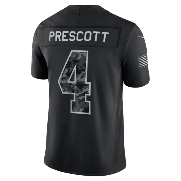 Dak Prescott Dallas Cowboys Soccer Intl 2026 Salute to Service Stitched Limited Jersey - Black