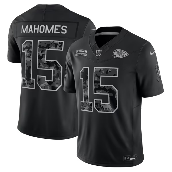 Patrick Mahomes Kansas City Chiefs Soccer Intl 2026 Salute to Service Stitched Limited Jersey - Black