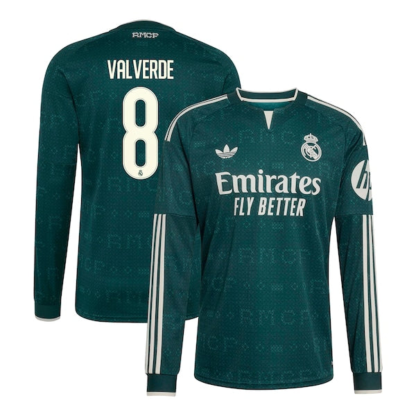 Federico Valverde Real Madrid Soccer Intl 2026/27 Away Replica Long Sleeve Jersey - Green