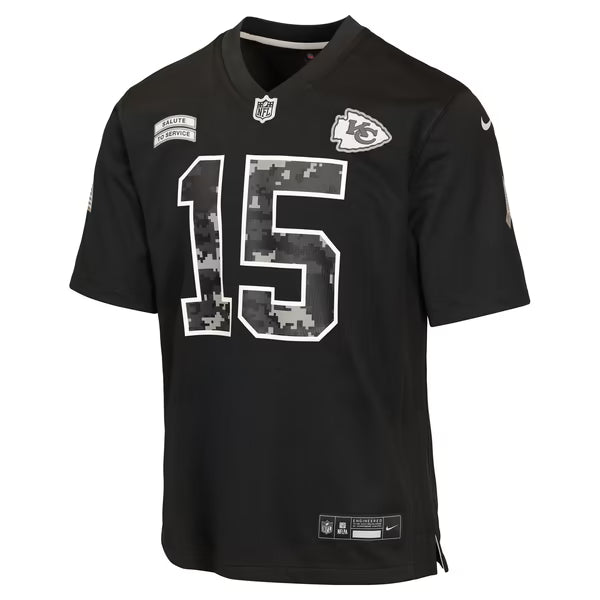 Patrick Mahomes Kansas City Chiefs Nike Youth 2026 Salute to Service Game Jersey - Black