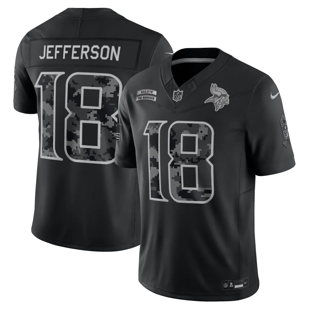 Justin Jefferson Minnesota Vikings Soccer Intl 2026 Salute to Service Stitched Limited Jersey - Black