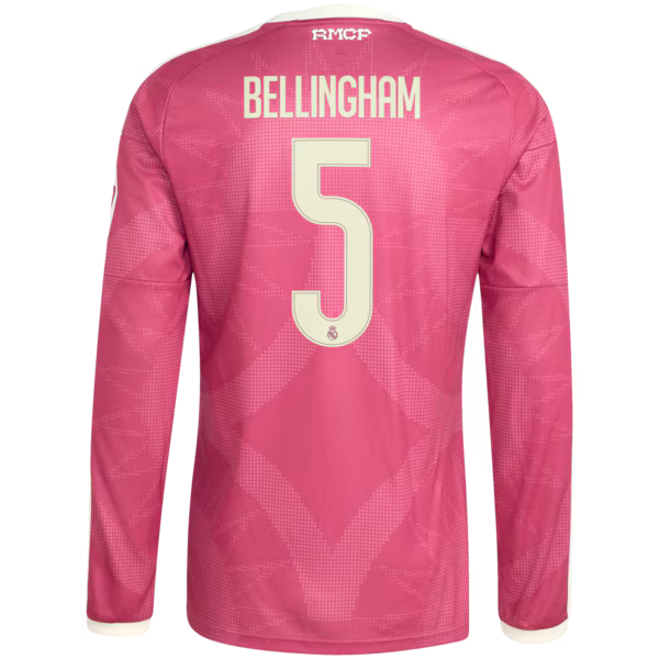 Jude Bellingham Real Madrid Soccer Intl 2026/27 Third Replica Long Sleeve Jersey - Pink