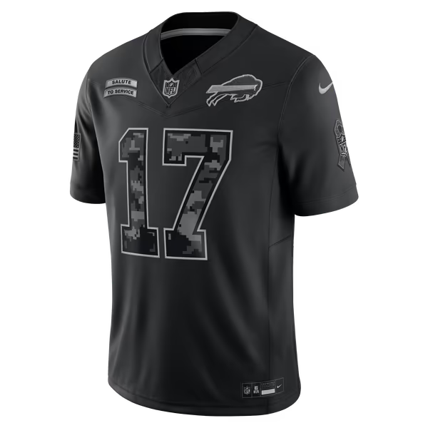 Josh Allen Buffalo Bills Soccer Intl 2026 Salute to Service Stitched Limited Jersey - Black