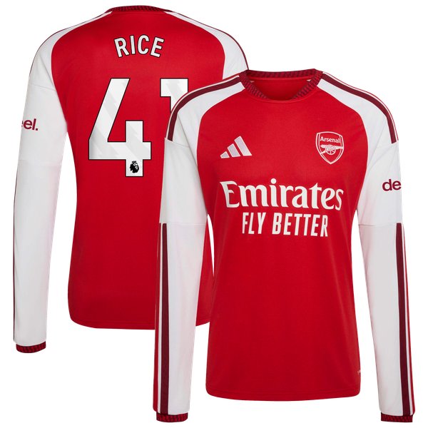 Declan Rice Arsenal Soccer Intl 2026/27 Home Replica Long Sleeve Jersey - Red