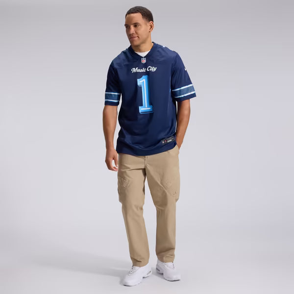 Cameron Ward Tennessee Titans Soccer Intl 2026 Rivalries Collection Game Jersey - Navy