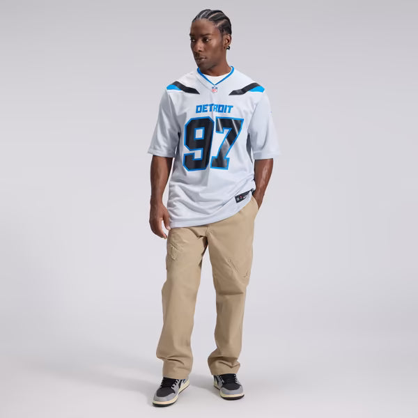 Aidan Hutchinson Detroit Lions Soccer Intl 2026 Rivalries Collection Game Jersey - Silver