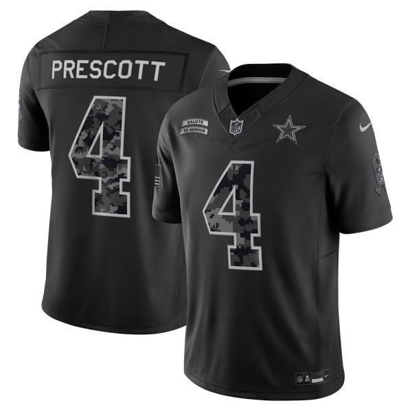 Dak Prescott Dallas Cowboys Soccer Intl 2026 Salute to Service Stitched Limited Jersey - Black