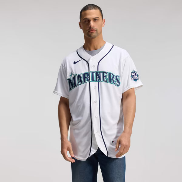 Seattle Mariners Soccer Intl 50th Anniversary Patch Home Authentic Jersey - White