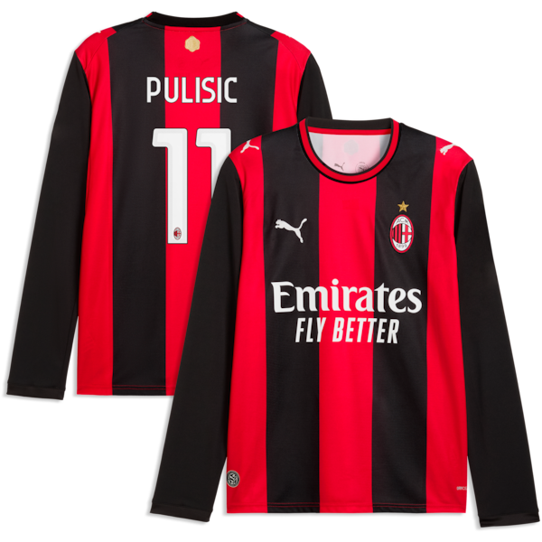 Soccer Intl Christian Pulisic AC Milan 2026/27 Home Replica Long Sleeve Jersey Black/Red