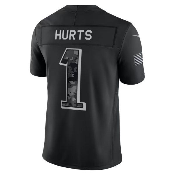 Jalen Hurts Philadelphia Eagles Soccer Intl 2026 Salute to Service Stitched Limited Jersey - Black
