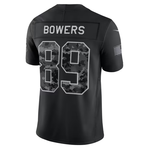 Brock Bowers Las Vegas Raiders Soccer Intl 2026 Salute to Service Stitched Limited Jersey - Black
