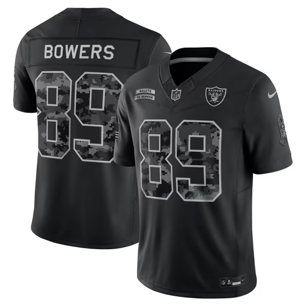 Brock Bowers Las Vegas Raiders Soccer Intl 2026 Salute to Service Stitched Limited Jersey - Black