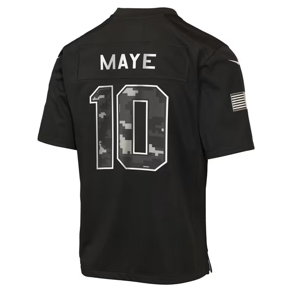 Drake Maye New England Patriots Soccer Intl Youth 2026 Salute to Service Game Jersey - Black