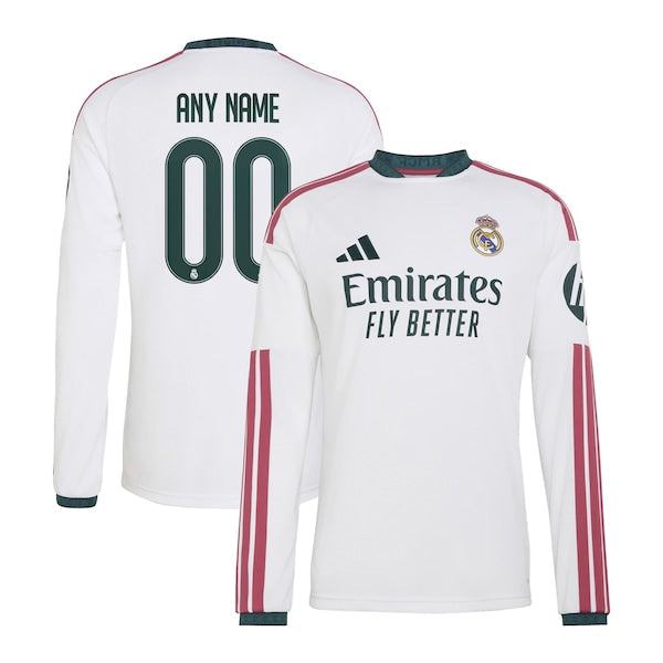 Real Madrid Soccer Intl 2026/27 Home Replica Custom Long Sleeve Jersey - White