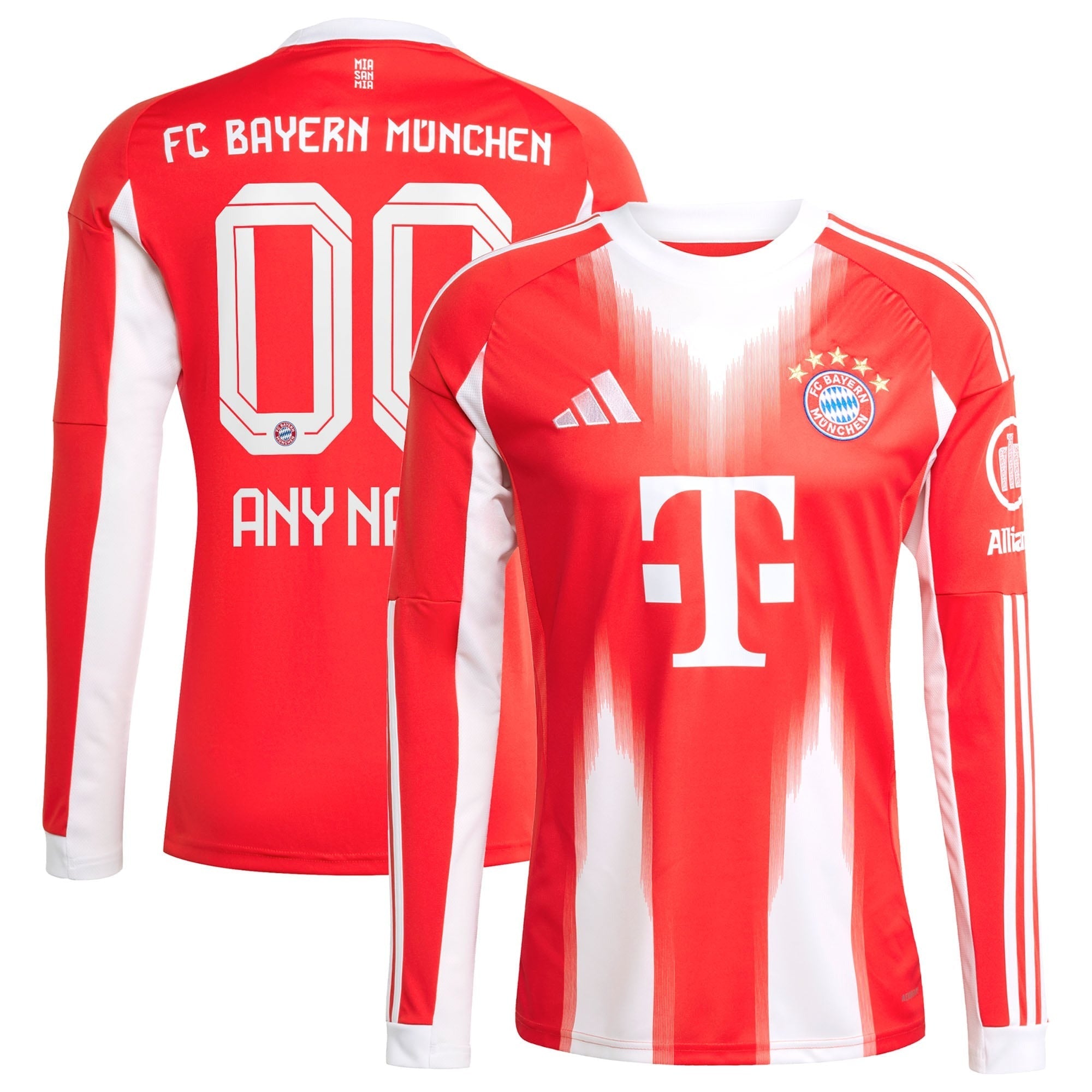 Bayern Munich adidas 2025/26 Home Long Sleeve Custom Soccer Shirt - Red