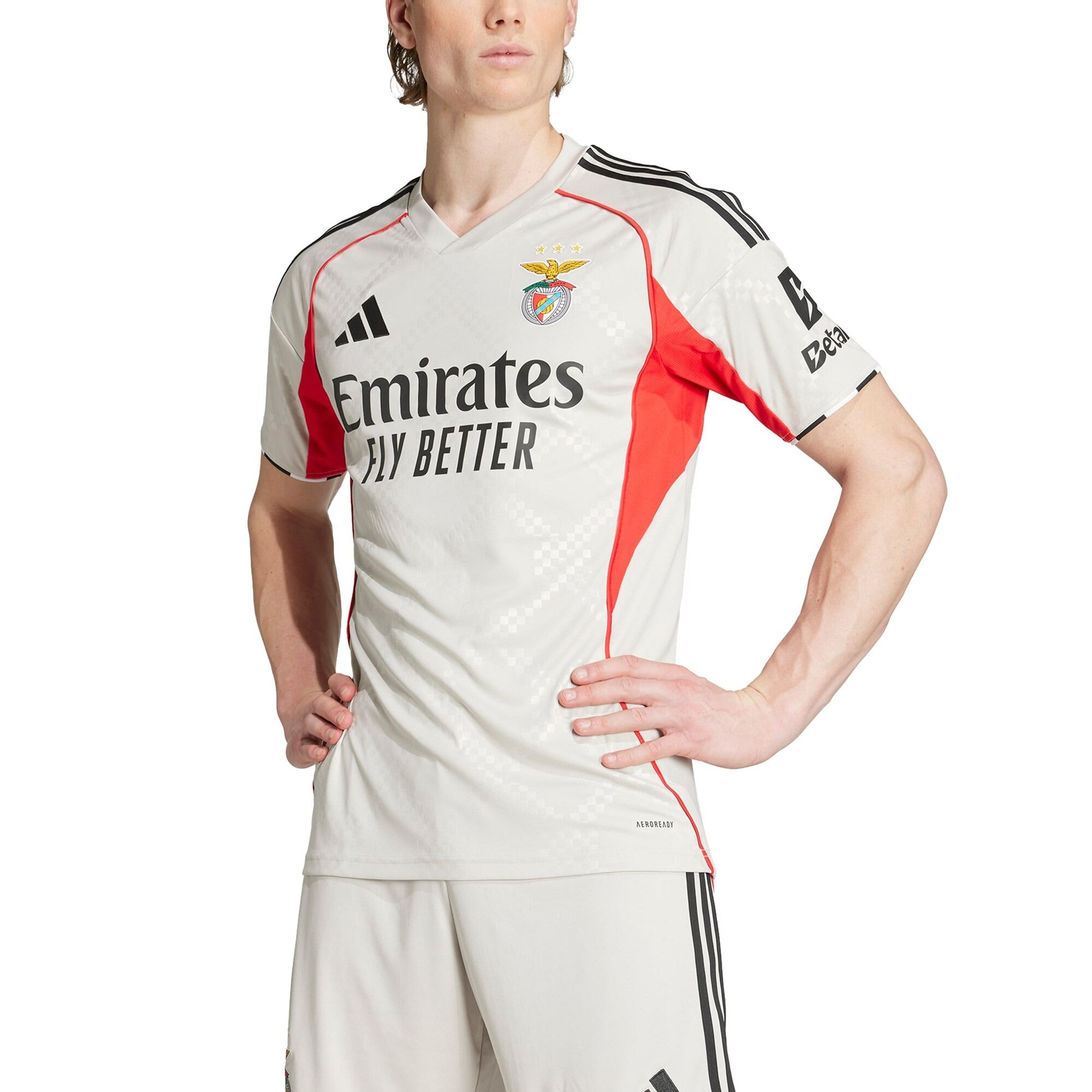 Benfica adidas 2025/26 Away Custom Soccer Shirt - Gray