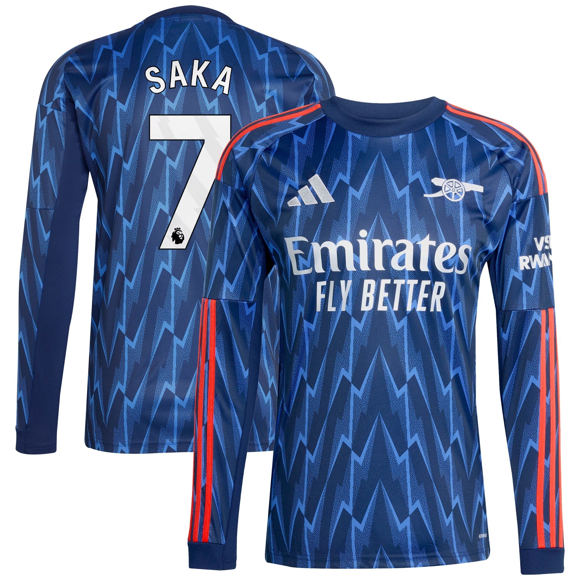 Bukayo Saka Arsenal adidas 2025/26 Away Long Sleeve Player Soccer Shirt - Blue
