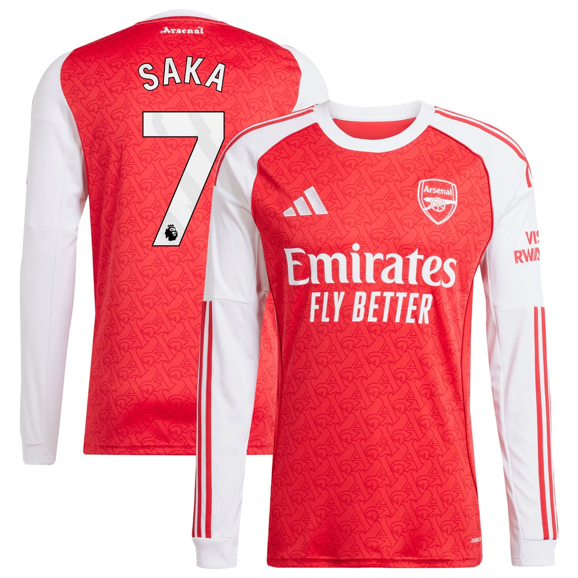 Bukayo Saka Arsenal adidas 2025/26 Home Long Sleeve Player Soccer Shirt - Red