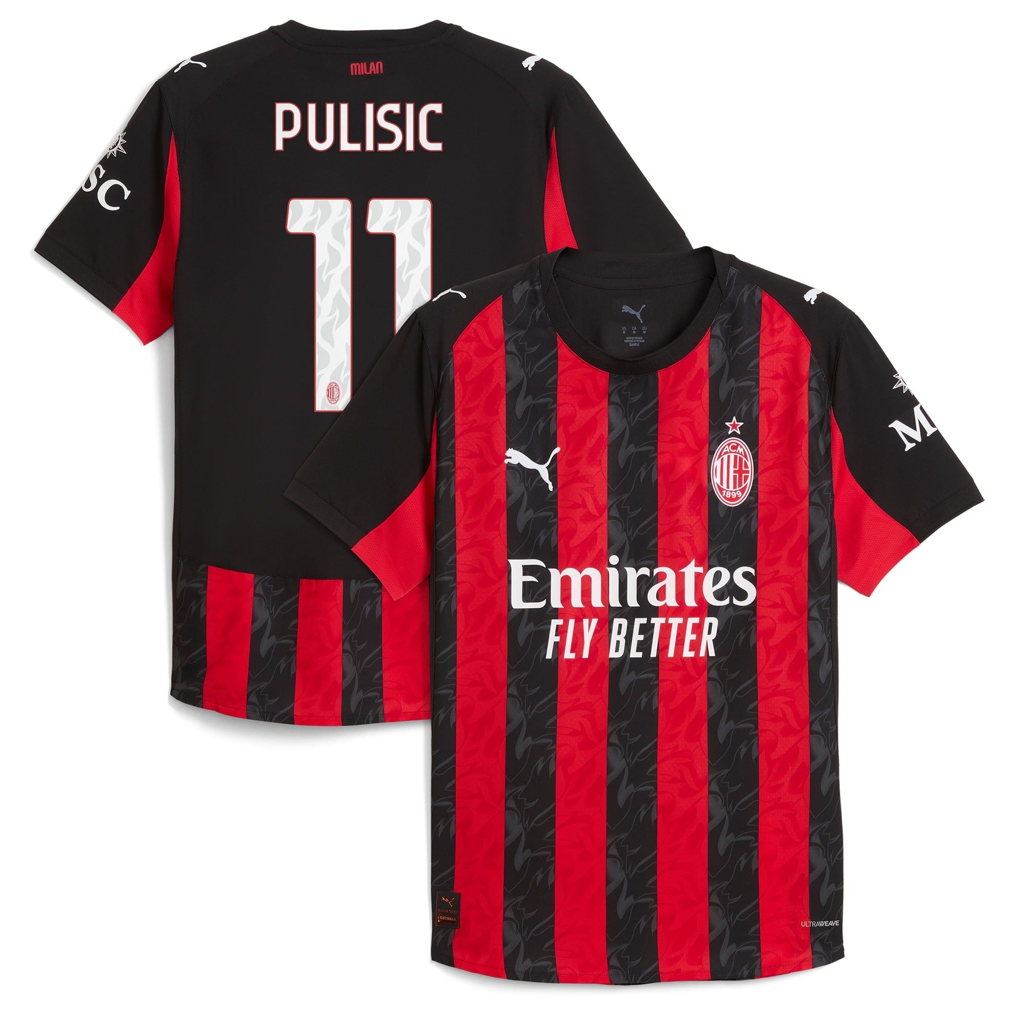 Christian Pulisic AC Milan Puma 2025/26 Home Player Soccer Shirt - Red