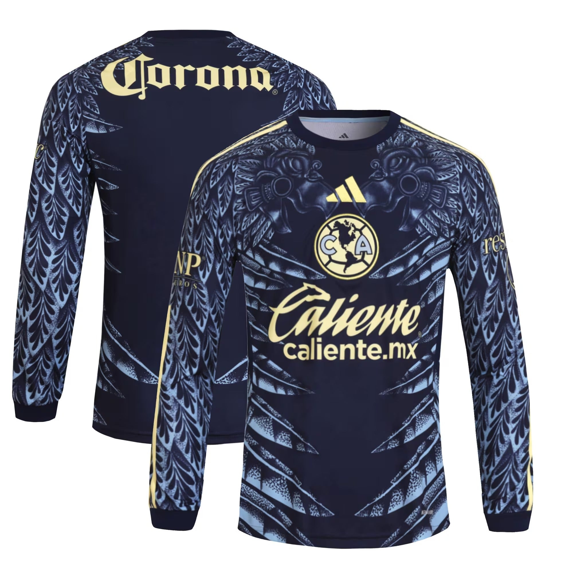 Club America adidas 2025/26 Away Long Sleeve Soccer Shirt - Navy