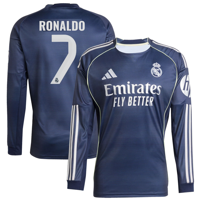 Cristiano Ronaldo 7 Real Madrid adidas 2025/26 Home Long Sleeve Player Soccer Shirt - Blue