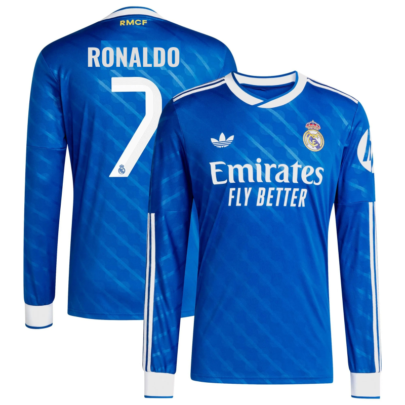 Cristiano Ronaldo 7 Real Madrid adidas 2025/26 Third Long Sleeve Player Soccer Shirt - Blue