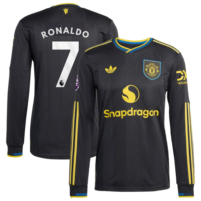 Cristiano Ronaldo Manchester United adidas 2025/26 Third Long Sleeve Player Soccer Shirt - Black