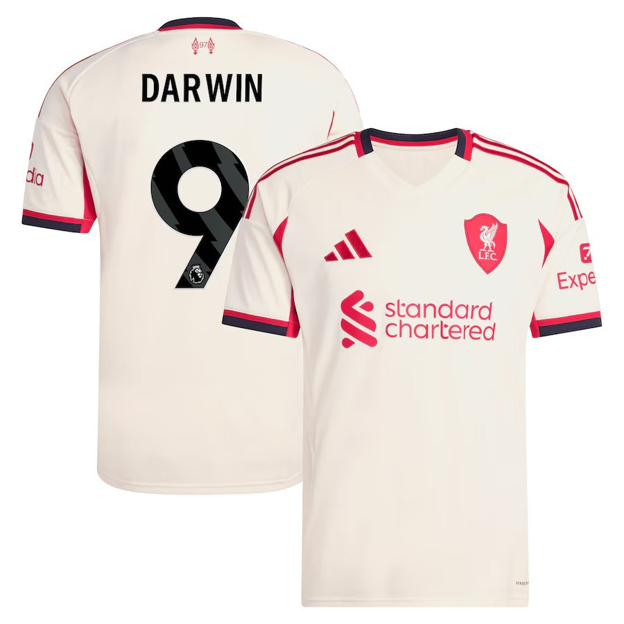 Darwin Núñez Liverpool adidas 2025/26 Away Player Soccer Shirt - White