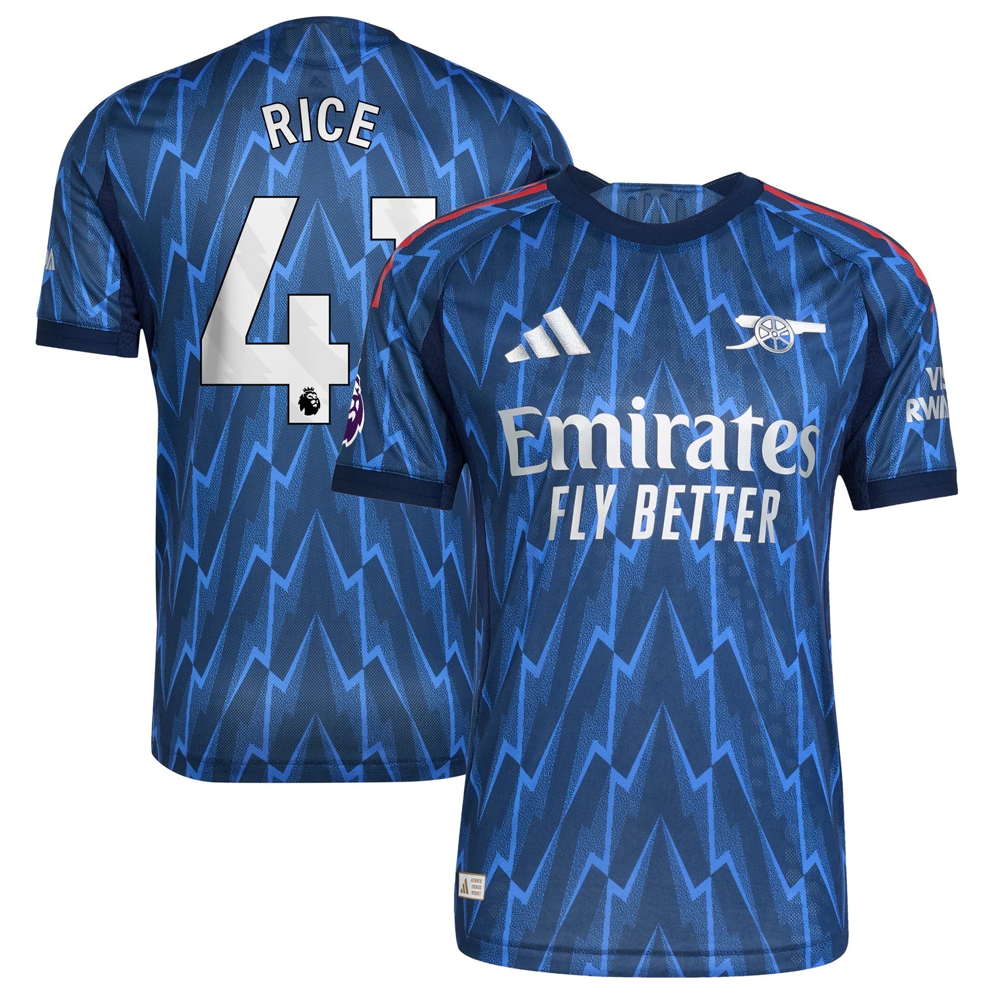 Declan Rice Arsenal adidas 2025/26 Away Player Soccer Shirt - Blue