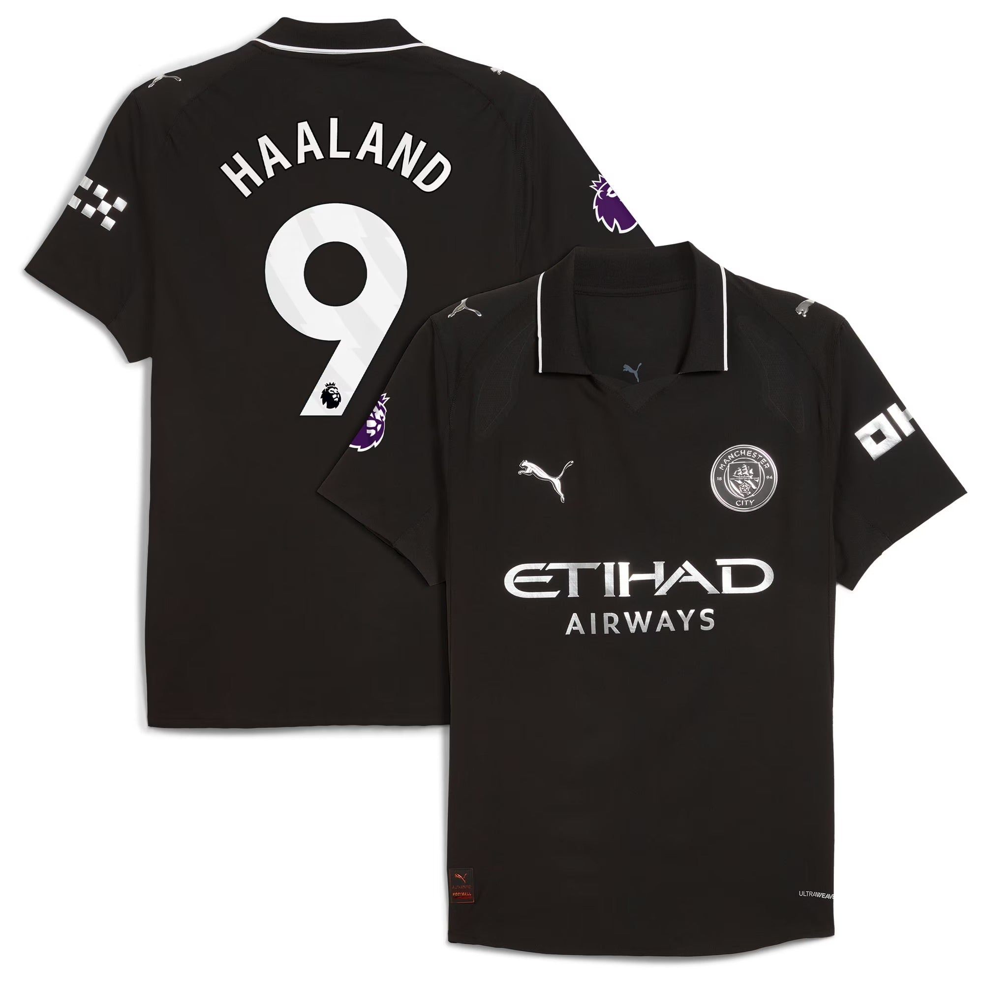 Erling Haaland Manchester City Puma 2025/26 Away Player Soccer Shirt - Black