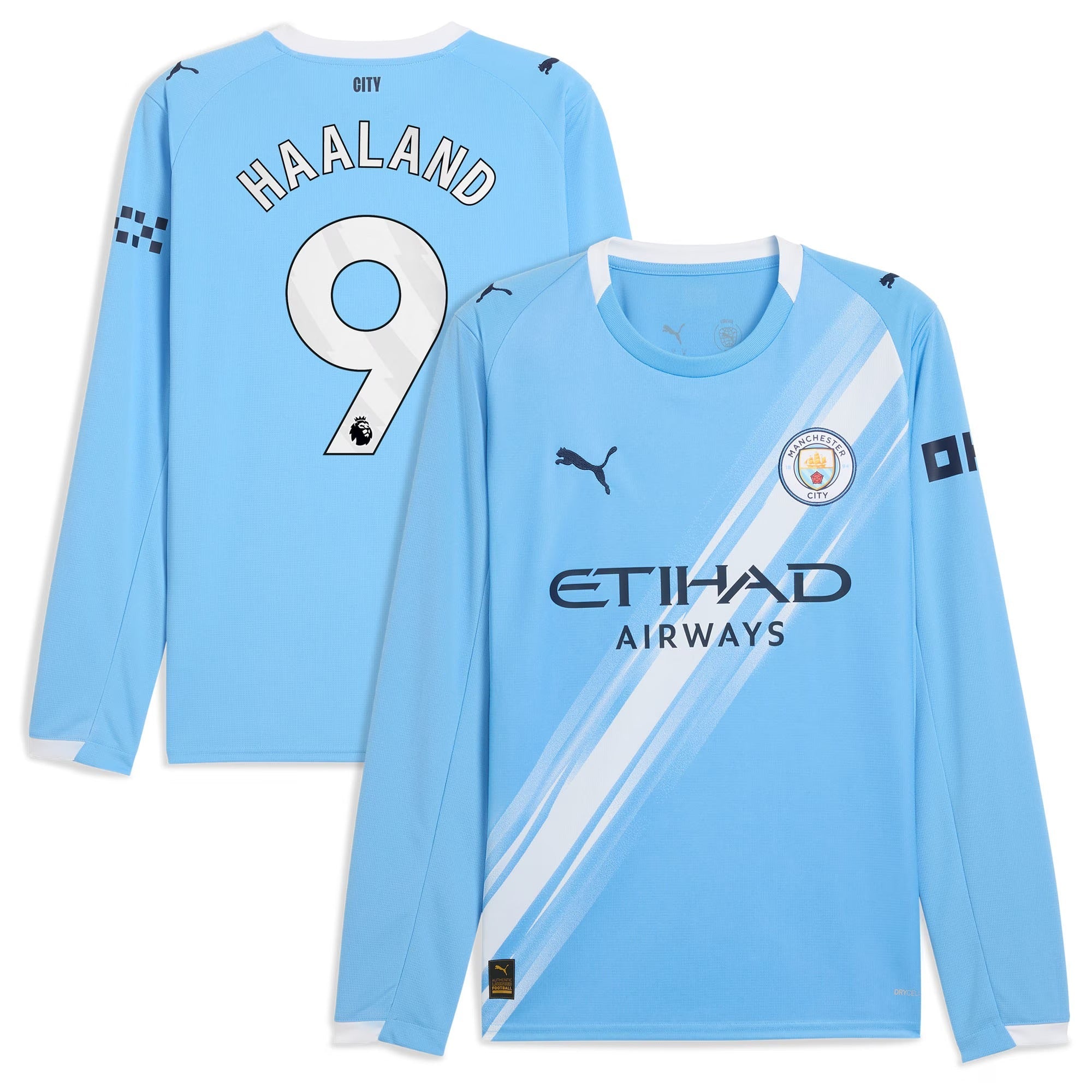 Erling Haaland Manchester City Puma 2025/26 Home Long Sleeve Player Soccer Shirt - Sky Blue