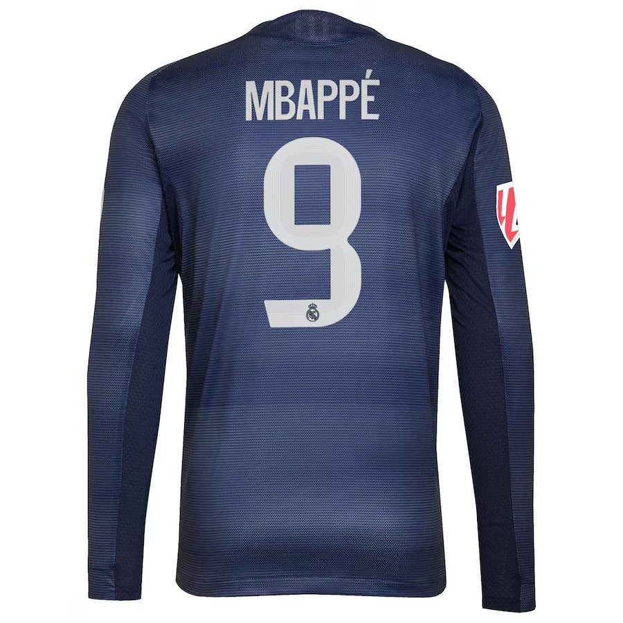 Kylian Mbappé Real Madrid adidas 2025/26 Away Long Sleeve Player Soccer Shirt - Blue