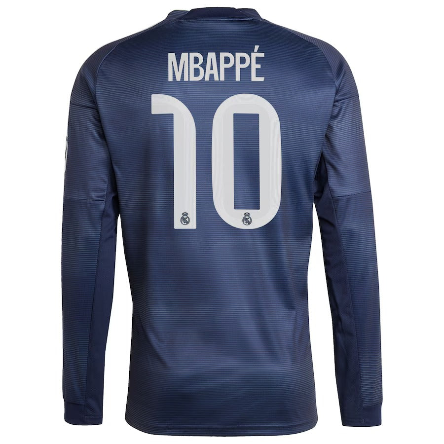 Kylian Mbappé Real Madrid adidas 2025/26 Away Long Sleeve Player Soccer Shirt - Blue