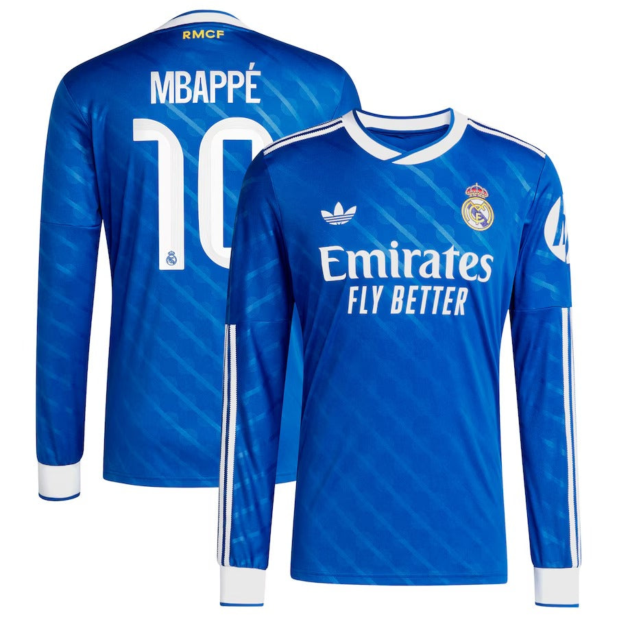 Kylian Mbappé Real Madrid adidas 2025/26 Third Long Sleeve Player Soccer Shirt - Blue