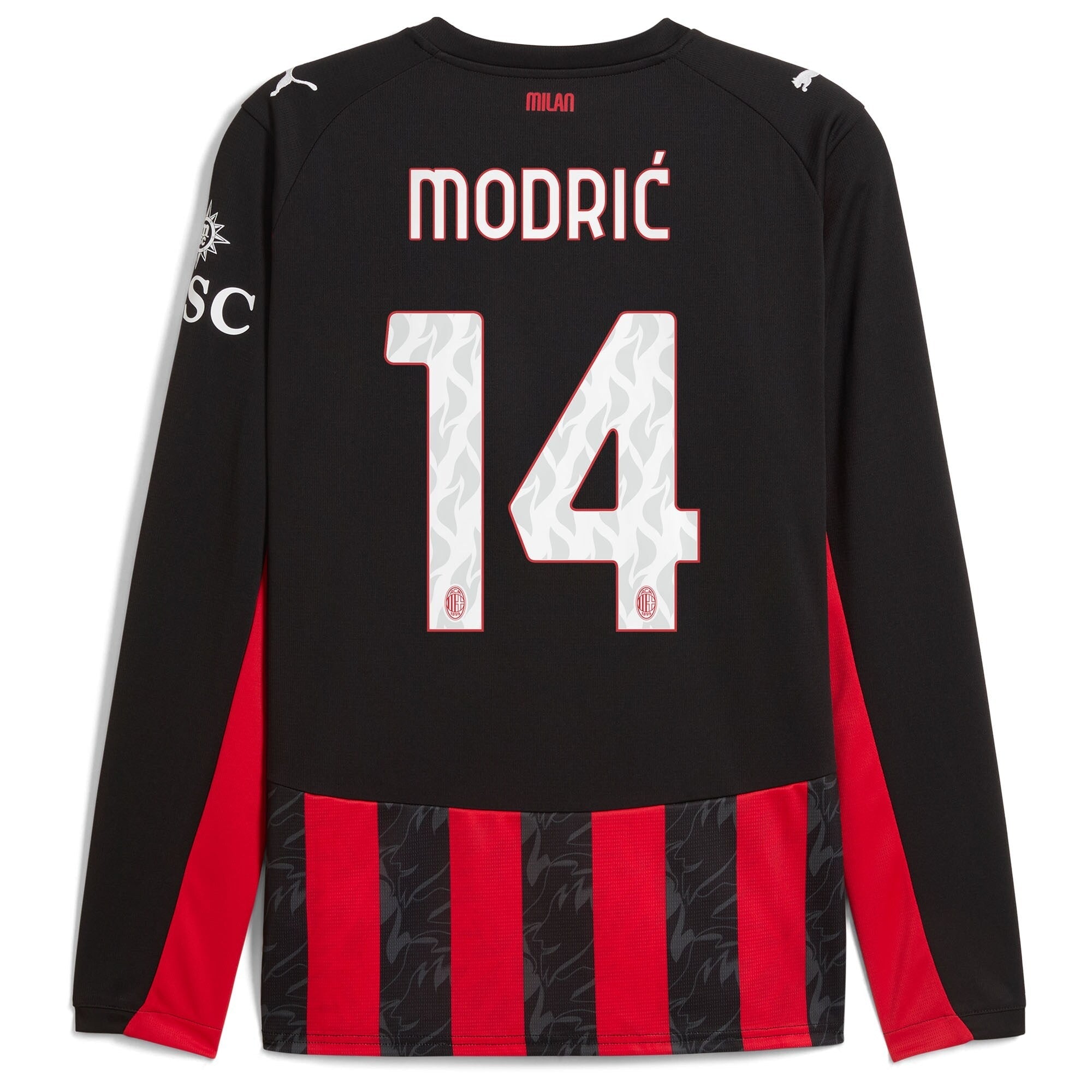 Luka Modric AC Milan Puma 2025/26 Home Long Sleeve Soccer Shirt - Red