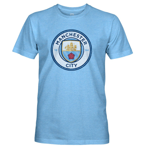 Manchester City 1863FC Color Crest Twisted Tri-Blend Slub Adults T-Shirt - Sky Blue