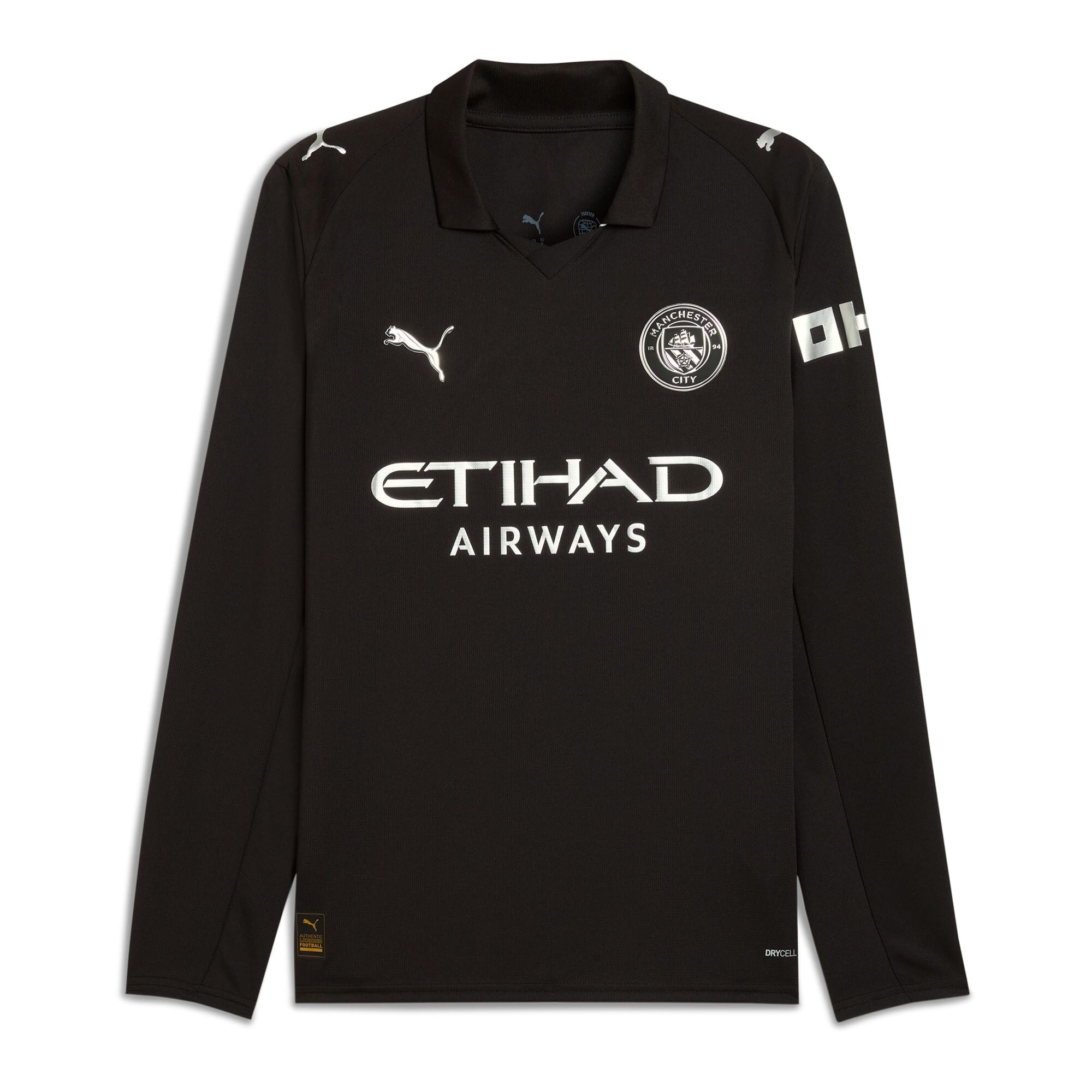 Manchester City Puma 2025/26 Away Long Sleeve Custom Soccer Shirt - Black
