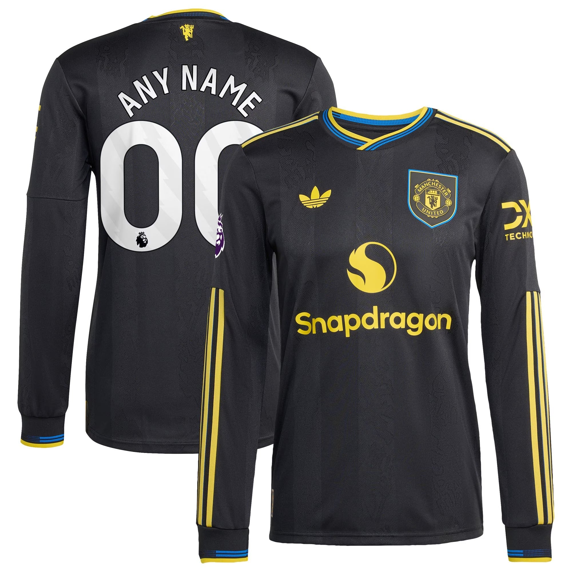Manchester United adidas 2025/26 Third Long Sleeve Custom Soccer Shirt - Black