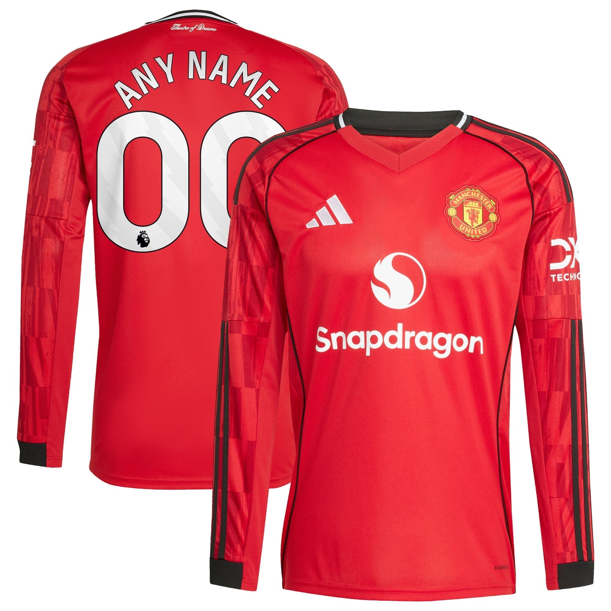 Manchester United adidas Home 2025/26 Custom Long Sleeve Soccer Shirt - Red
