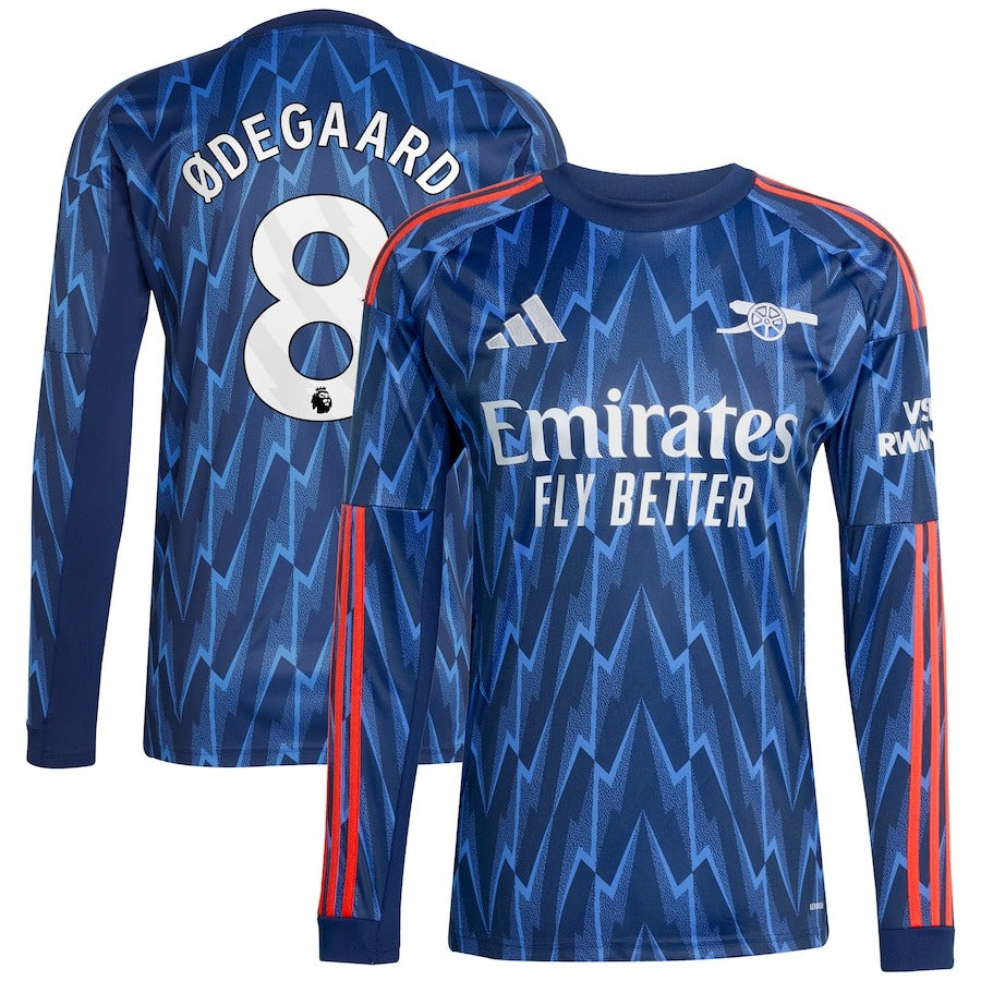 Martin Ødegaard Arsenal adidas 2025/26 Away Long Sleeve Player Soccer Shirt - Blue