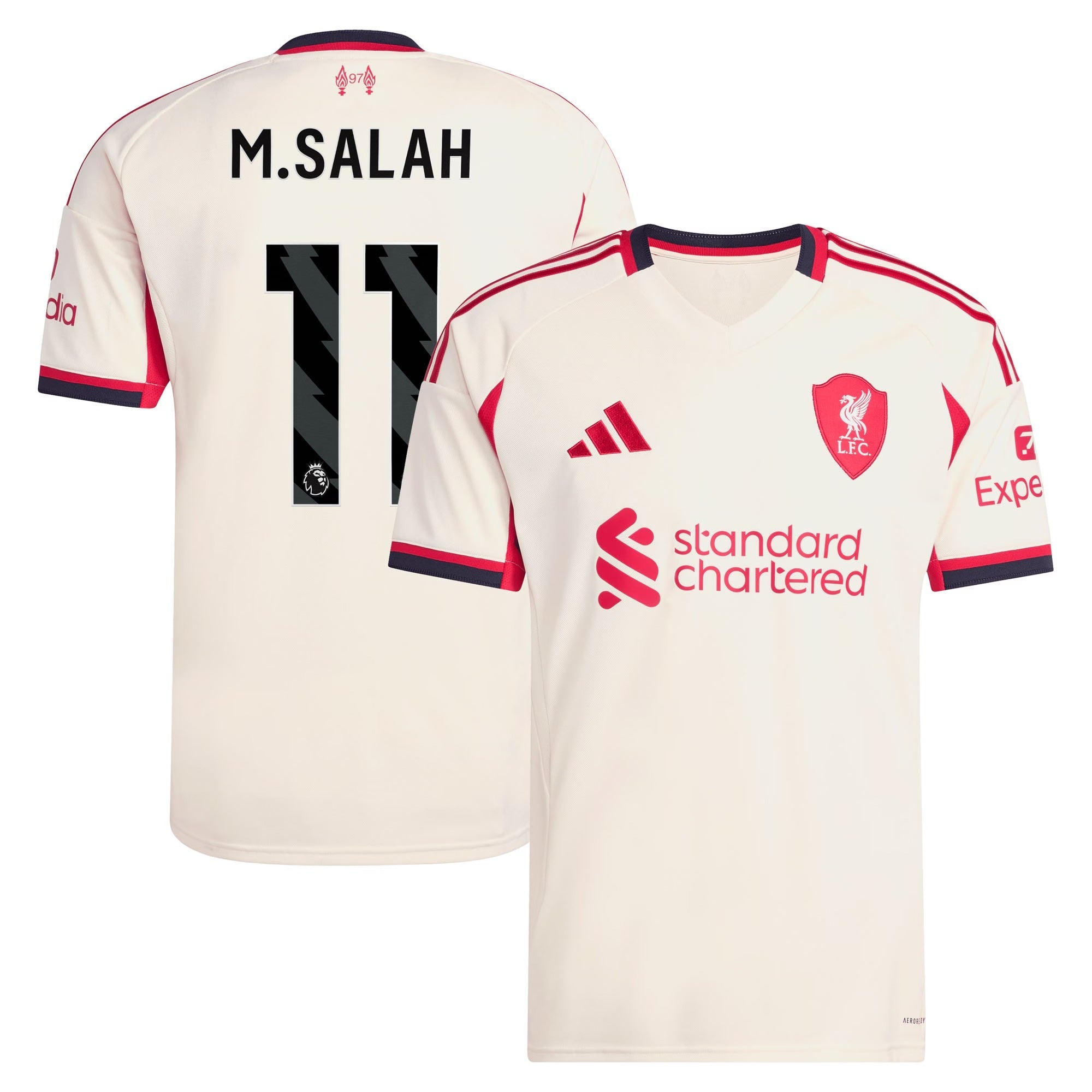 Mohamed Salah Liverpool adidas 2025/26 Away Player Soccer Shirt - White