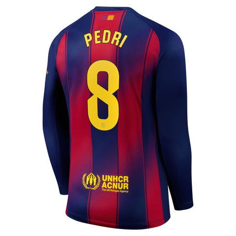 Pedri Barcelona 2025/26 Home Long Sleeve Shirt - Navy