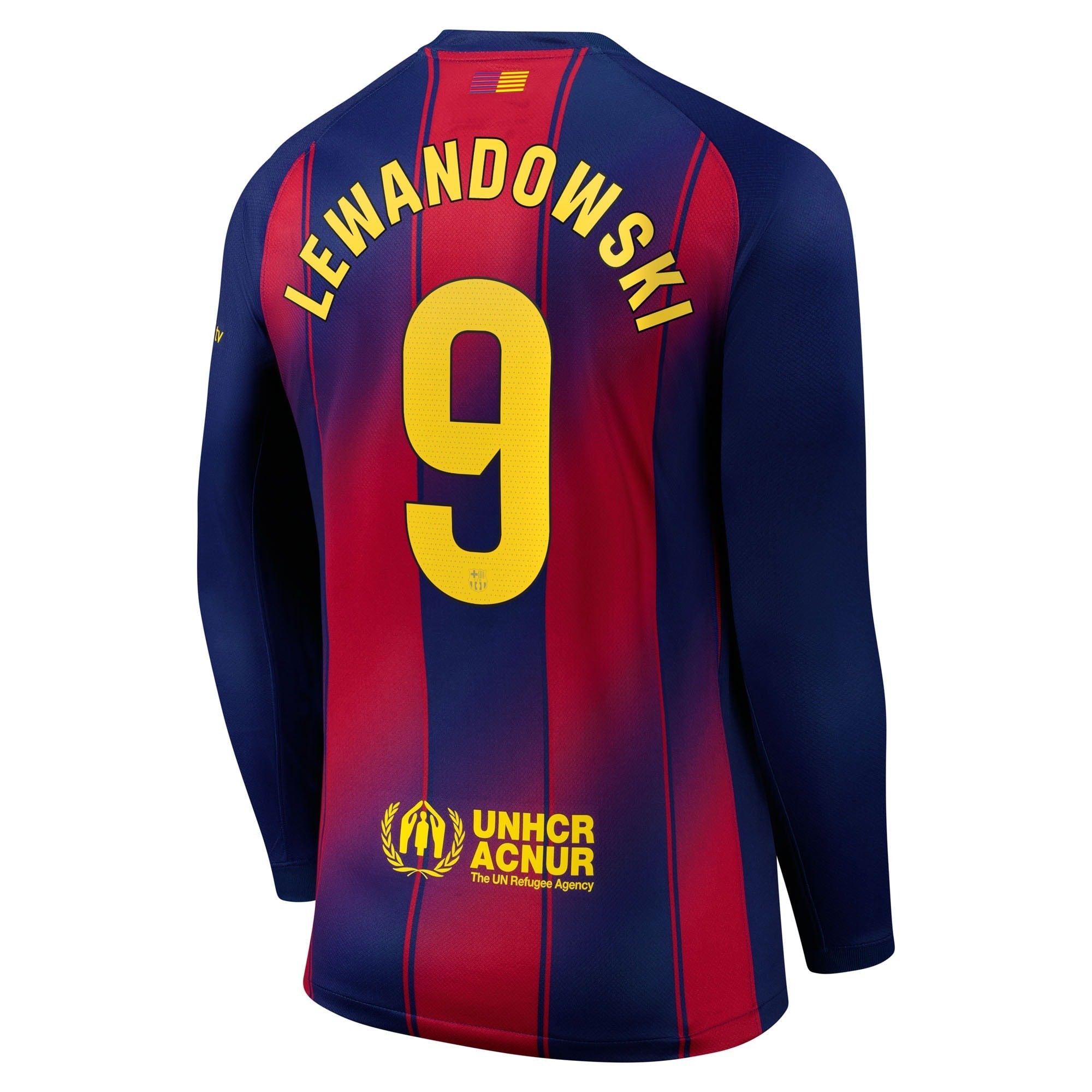 teams Robert Lewandowski Barcelona 2025/26 Home Long Sleeve Soccer Shirt - Navy