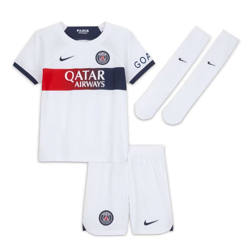 Paris Saint-Germain Away Kit 2023-24 - Little Kids Custom Jersey - White