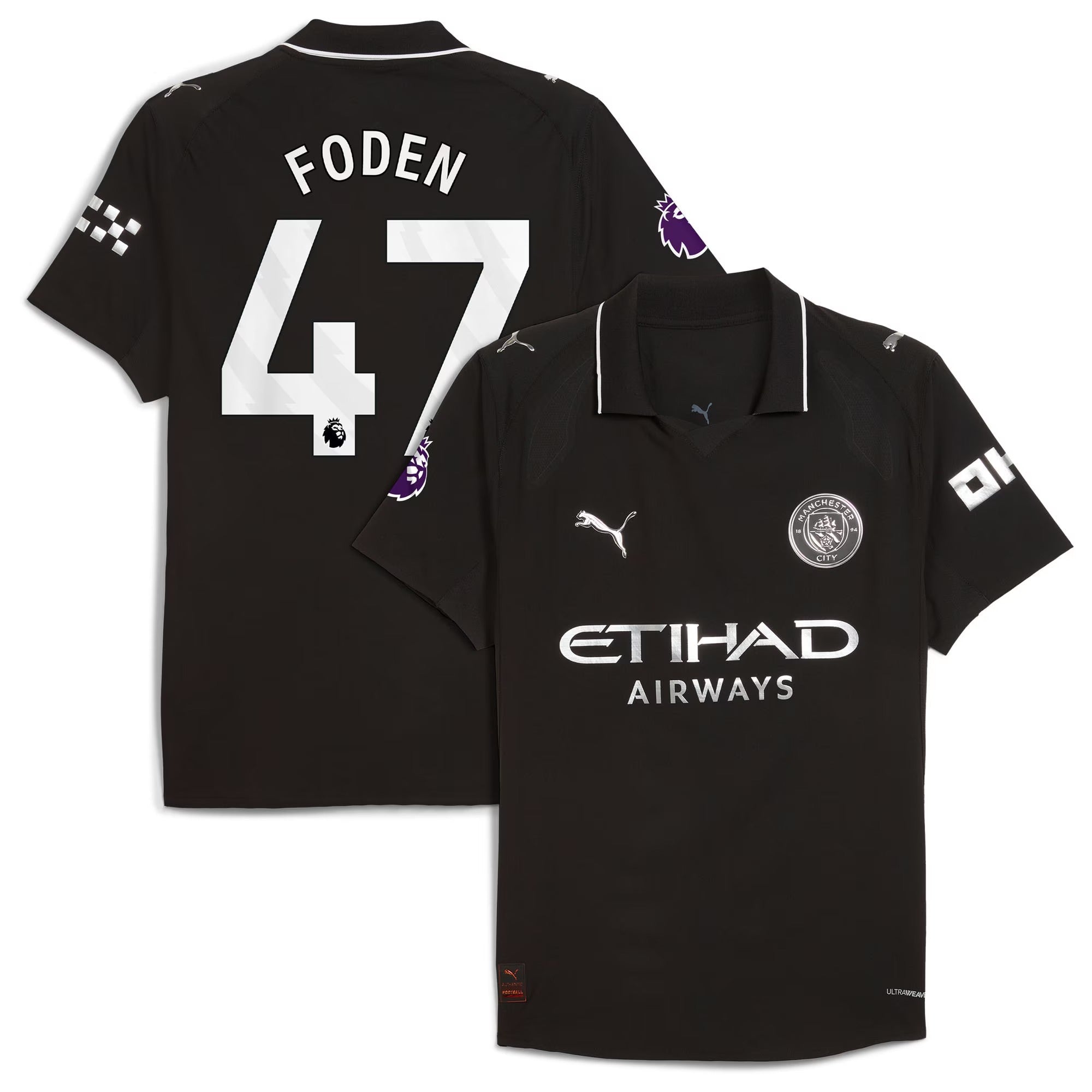 Phil Foden Manchester City Puma 2025/26 Away Player Soccer Shirt - Black